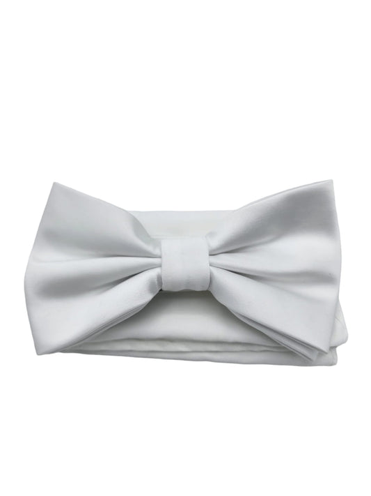 Giovanni Testi Classic White Bow Tie with Hanky BT100-A