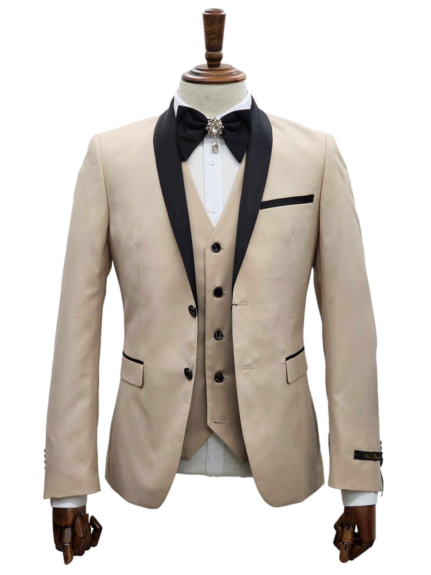 2 Button Shawl Lapel Sand Slim Fit Suit FF2SSX+V-1230