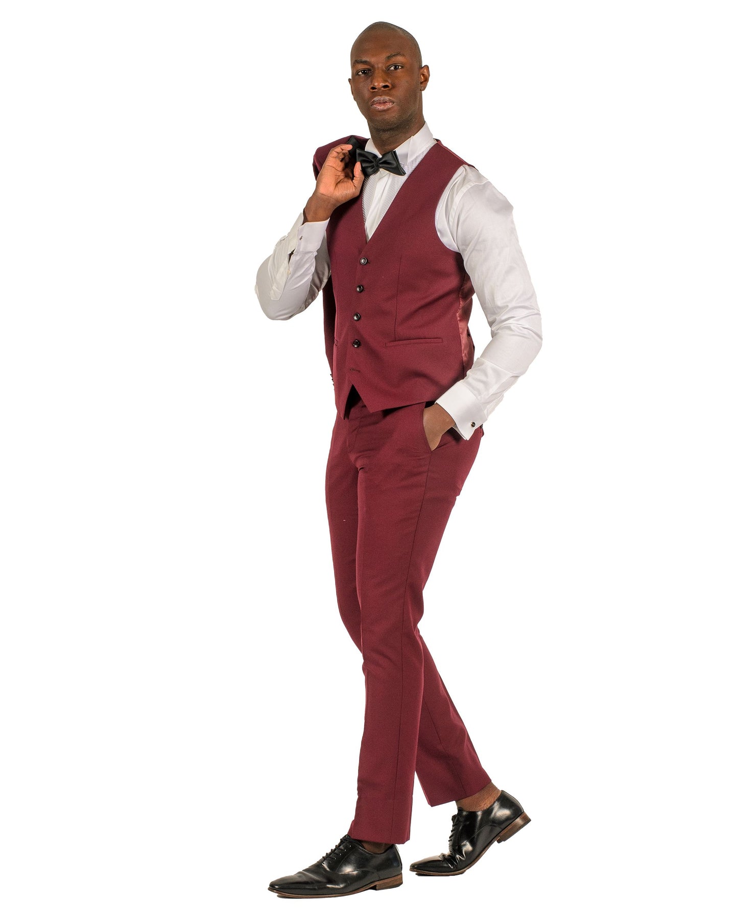 2 Button Shawl Lapel Burgundy Slim Fit Suit FF2SSX+V-1230