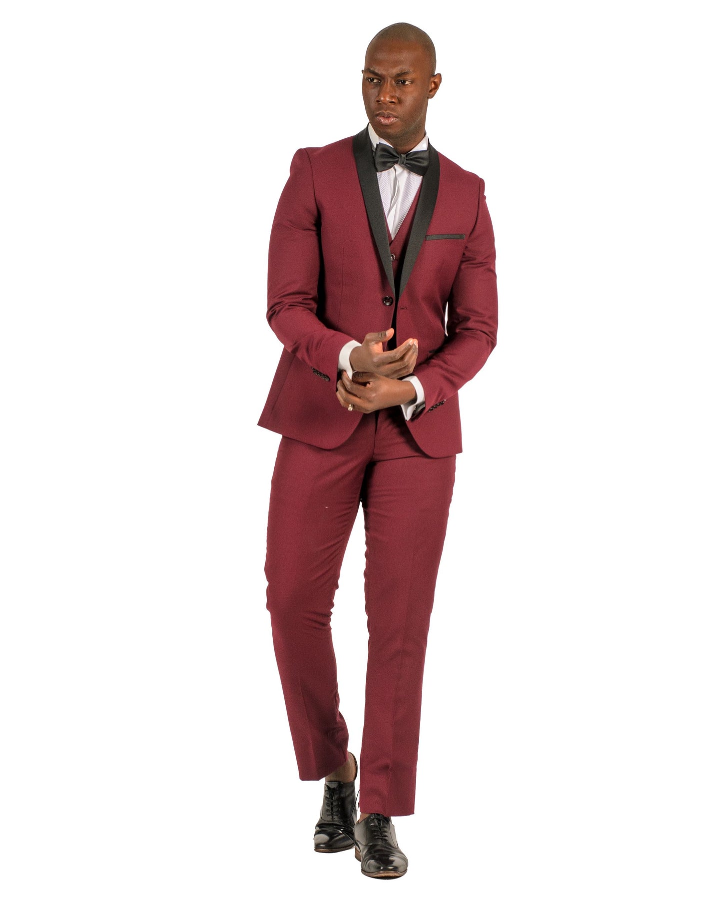 2 Button Shawl Lapel Burgundy Slim Fit Suit FF2SSX+V-1230