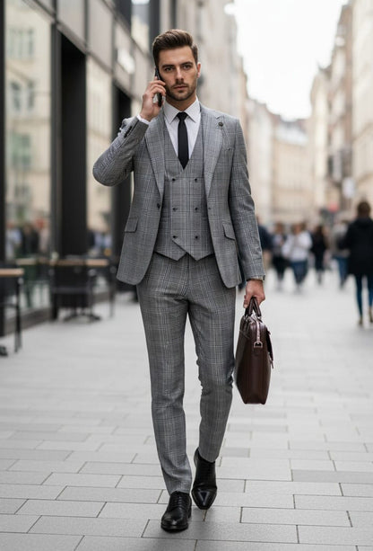 GT1P+V-1251 BLK/WHTE PLAID