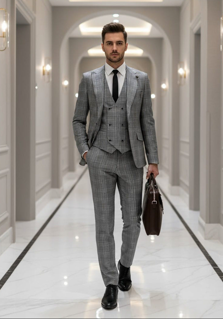 GT1P+V-1251 BLK/WHTE PLAID