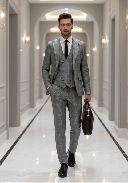 GT1P+V-1251 BLK/WHTE PLAID